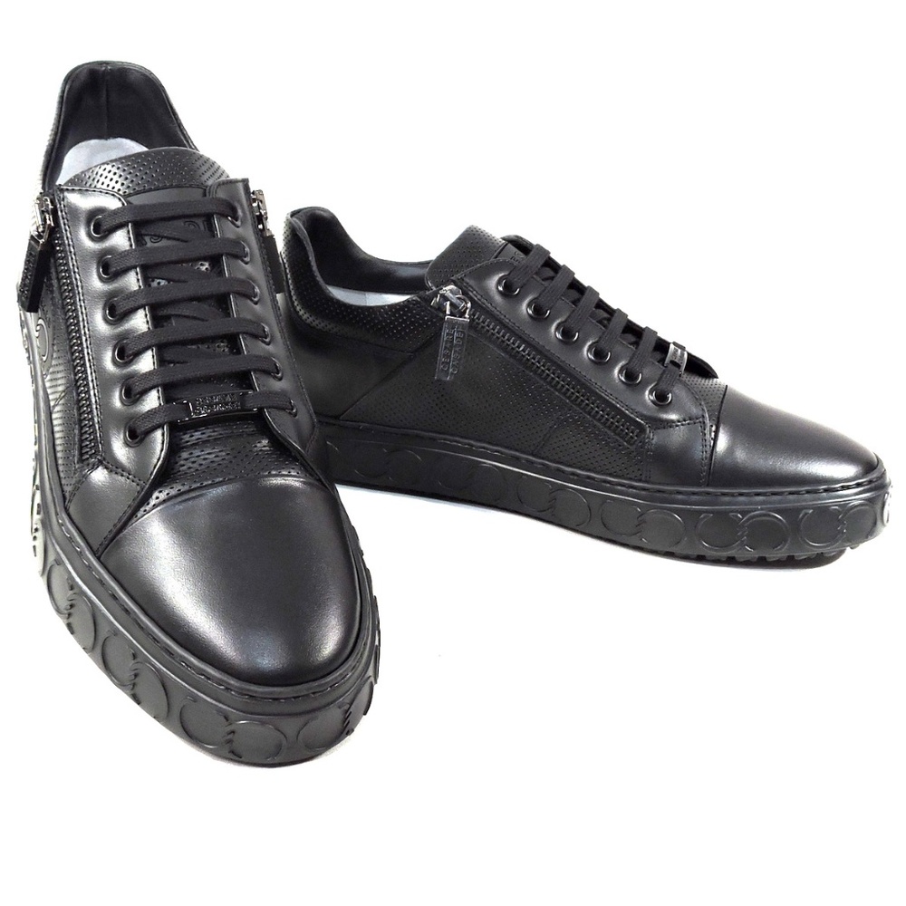 CASADEI 🇮🇹 MEN'S BLACK LEATHER COMFORT FASHION SNEAKERS
